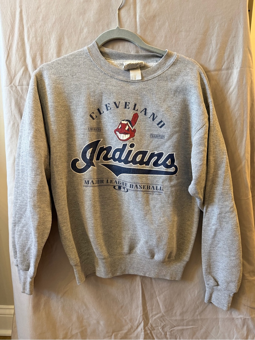 Vintage Cleveland Indians Lee Sport Sweatshirt Chief Wahoo Gray MLB